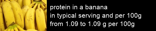 protein in a banana information and values per serving and 100g